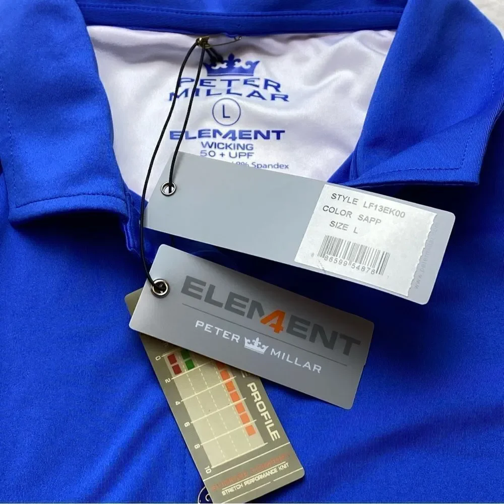 Peter Millar New With Tags Elements Blue Golf Polo Size Large